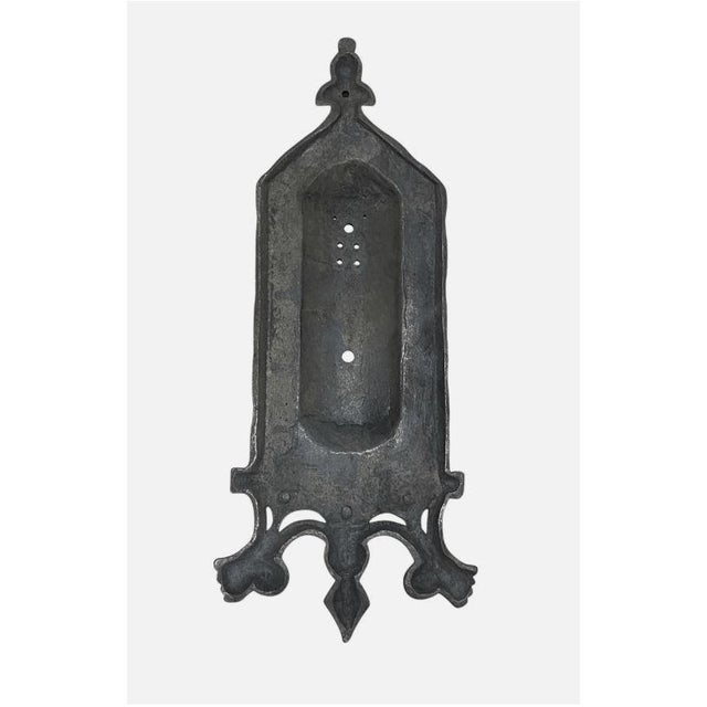 Antique Gothic Wall Sconce Plate Black Metal Cast Iron Medieval For Sale - Image 4 of 5