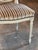 Set of six Louis XVI style dining chairs, each with an oval medallion back above a shaped seat, the frames painted in pale...