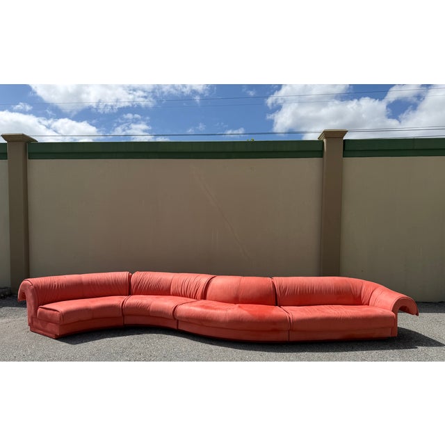Dark Pink 1950s Sulptural Mid-Century Modern Curved Sectional Sofa in the Manor of v. Kagan For Sale - Image 8 of 17