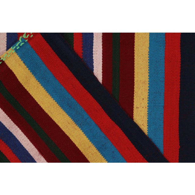 1950s 1950s Vintage Chaput Kilim Rug in Polychromatic Stripe Pattern For Sale - Image 5 of 6