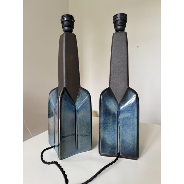 Stoneware Ceramic Table Lamps by Einar Johansen for Søholm Stentøj, 1970s, Set of 2 For Sale - Image 6 of 11