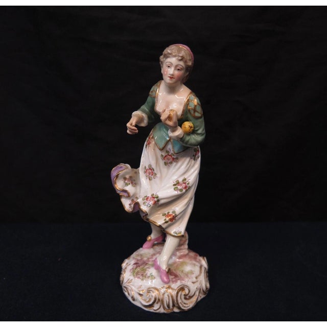 Late 19th Century Vintage Meissen Porcelain Figure of a Woman For Sale - Image 5 of 12