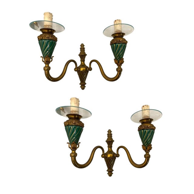 Bronze Ceramic Sconces, 1950s, Set of 2 For Sale - Image 10 of 10