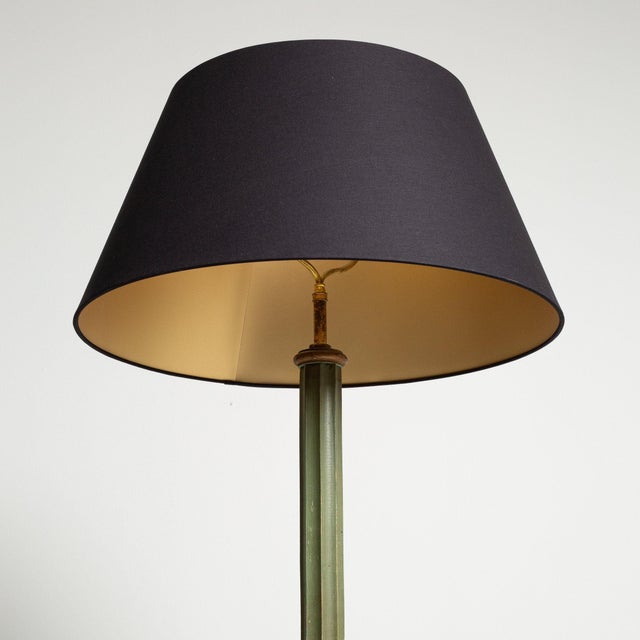 1940s France Deep Ebony Black Ebonized Floor Lamp For Sale - Image 4 of 11