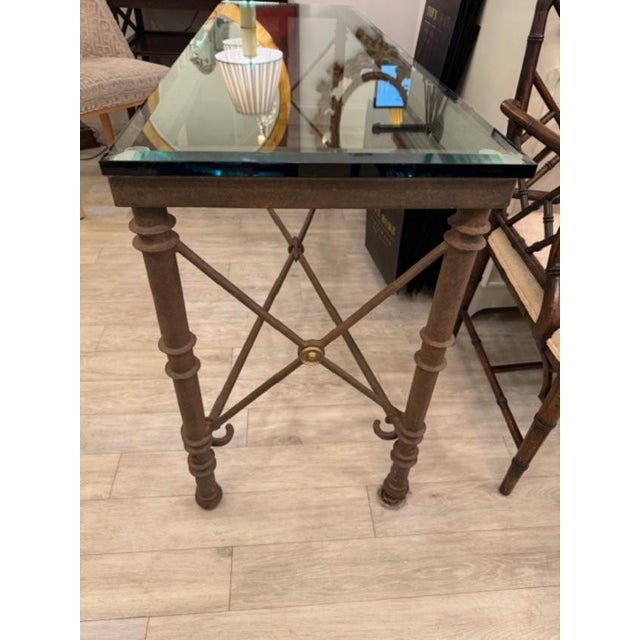 French 1980s Giacometti Inspired Iron Console With Snake Detail For Sale - Image 3 of 7