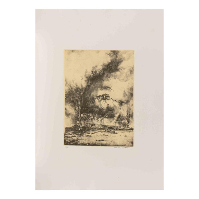Walter Piacesi, Ancona, Port of My Heart, Etching, 1982 For Sale