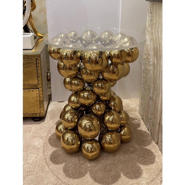Late 20th Century Attributed Phillips Collection Frizzante Sculptural Brass Side Tables, a Pair For Sale In Miami - Image 6 of 10