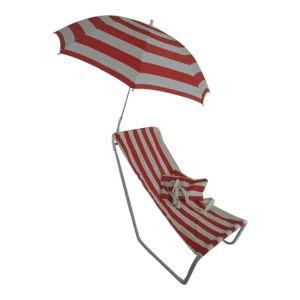 Vintage Sling Style Portable Beach Chair & Umbrella Set