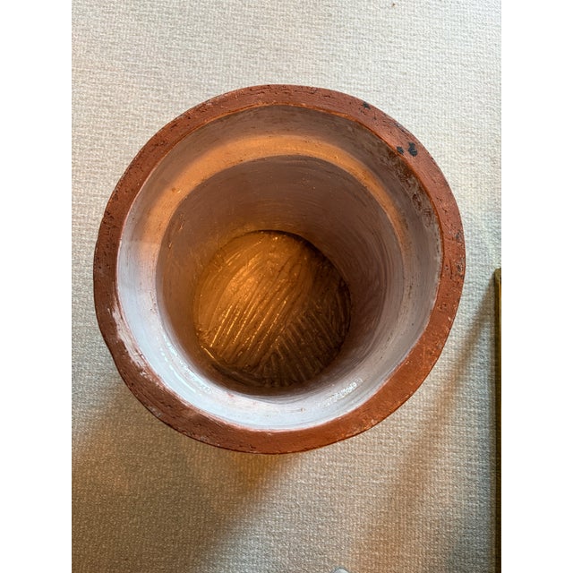 Vintage Italian Glazed Terracota/Majollica Garden Seat Circa 1970's With Rope and Tassel For Sale - Image 4 of 4