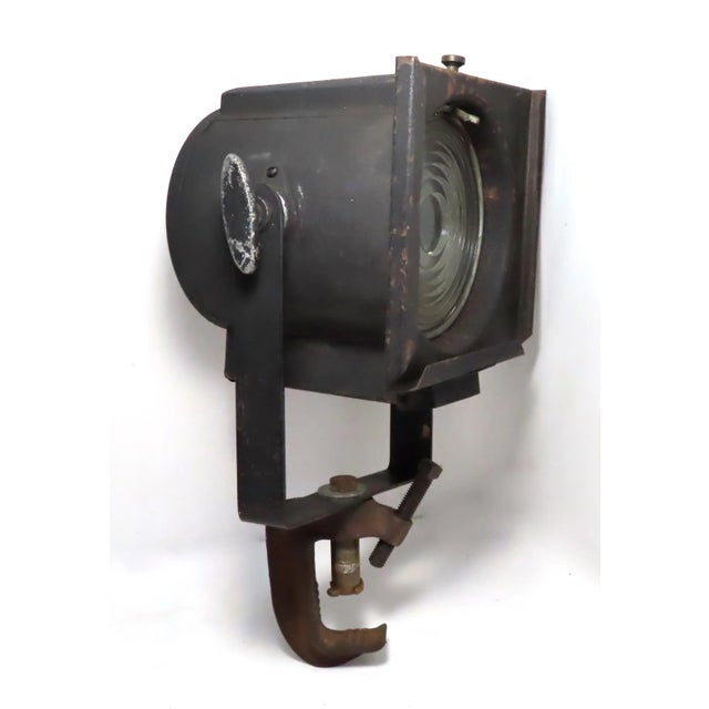 Authentic Vintage Mid Century Steel & Molded Glass Lens Theatre Stage Spotlight Lamp For Sale In Boston - Image 6 of 13