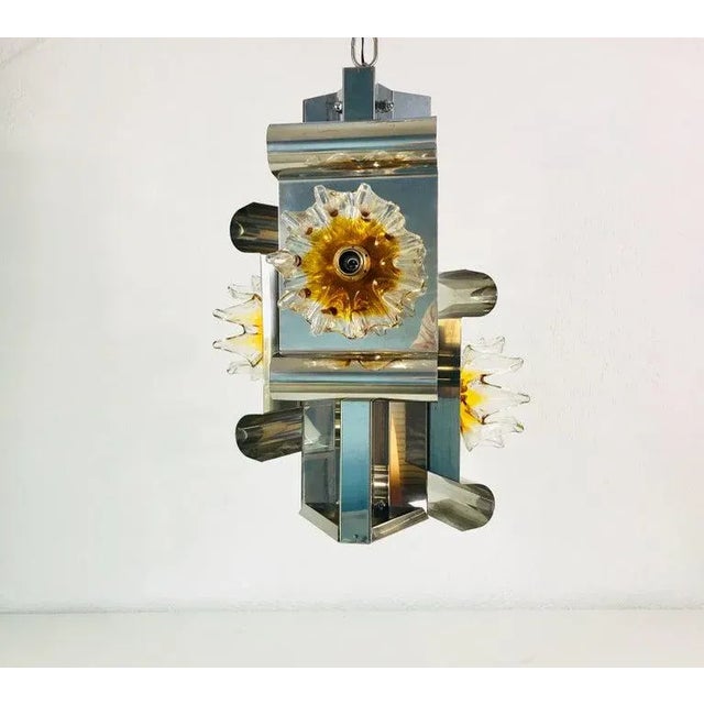 Mazzega Murano Aluminium and Murano Glass Ceiling Light by Mazegga, 1970s, Italy For Sale - Image 4 of 10