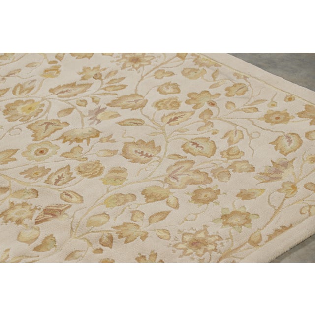 Rug & Kilim’s Tudor Style Rug in White With Beige-Brown Floral Patterns For Sale In New York - Image 6 of 9