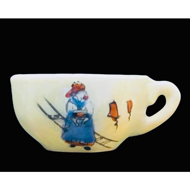 Beige Vintage Japan Childrens Mini Lusterware Tea Set Dutch Boy Girl Pearlescent Toy For Sale - Image 8 of 12