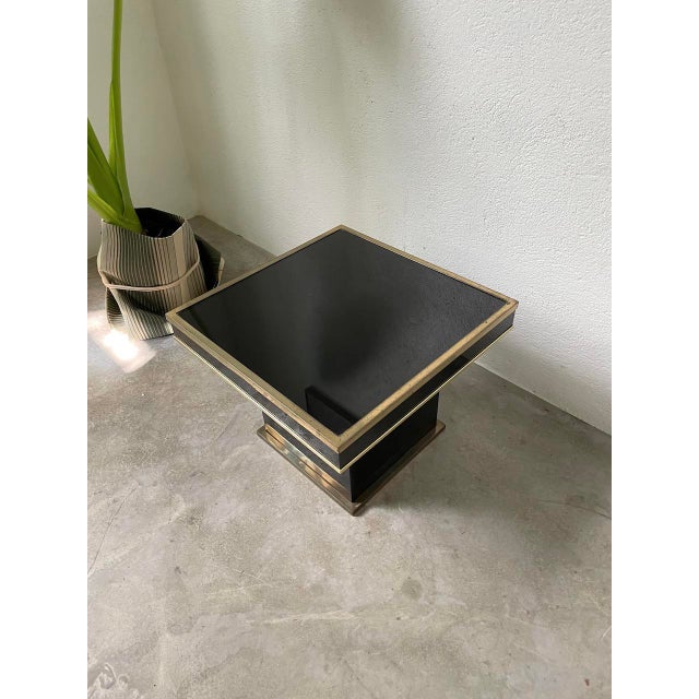 Black Vintage Coffee Table in Black Lacquer and Brass in the style of Jean Claude Mahey, 1970s, Set of 2 For Sale - Image 8 of 18