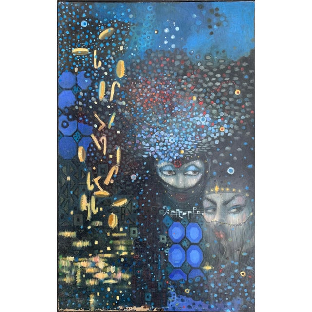 Abstract 1973 Mid Century Abstract Oil Painting by Stephania Lestier For Sale - Image 3 of 7