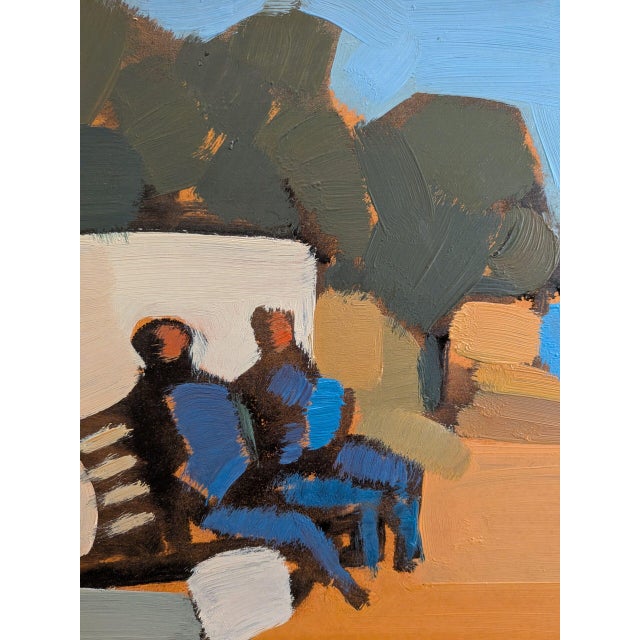 Mid-Century Modern 'Seaside Conversation' Vintage Coastal Landscape Oil Painting by Swedish Artist Eric Elfvén (1921–2008), Framed For Sale - Image 9 of 10