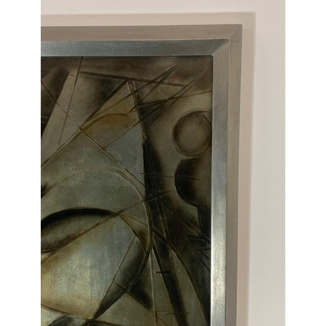 Glass Futurist Painting in Back Treated Glass by Lam Lee Group, 1980 For Sale - Image 7 of 13