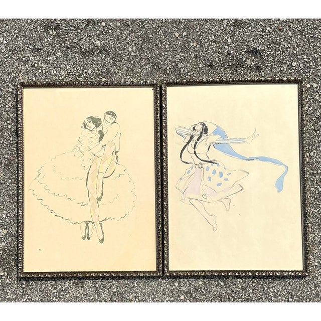 Mid 20th Century Vintage MCM Ballet Ruese Prints - Set of 2 For Sale - Image 5 of 12