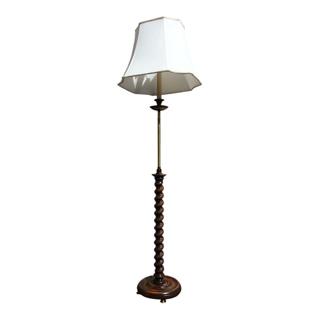 Frederick Cooper Brass Candlestick Floor Lamp With Barley Twist and
