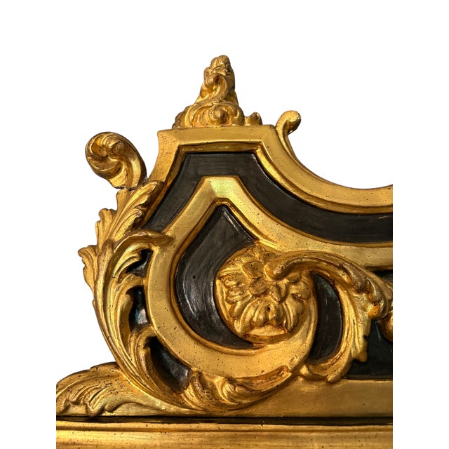 Wood Vintage Black Chinoiserie Giltwood and Ebonized Mirror For Sale - Image 7 of 13