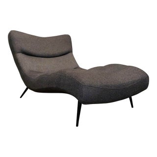 Mid-Century Modern Charcoal Gray Chaise Lounge For Sale