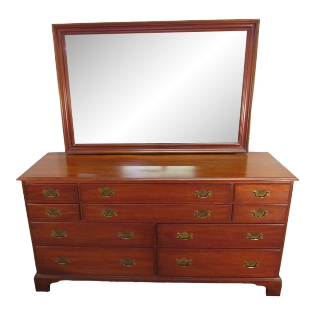 Henkel Harris Solid Cherry Dresser With Mirror For Sale