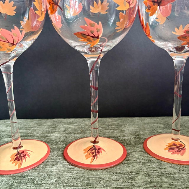 Vintage Gibson Fall Leaf Balloon Wine Glasses (Set of 4) For Sale In Miami - Image 6 of 8