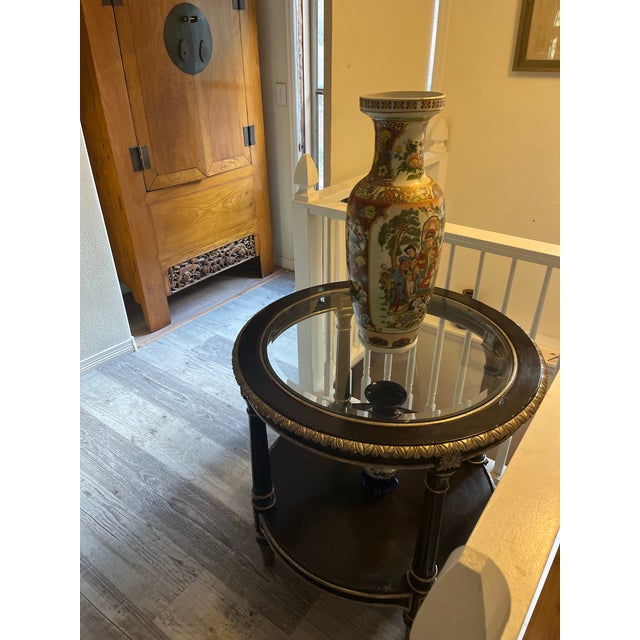 Black Marge Carson Neoclassical Style Ebonized & Silver-Gilt Two-Tier Side Table For Sale - Image 8 of 10