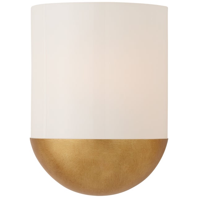 Barbara Barry for Visual Comfort Signature Crescent Small Sconce in Gild with White Glass For Sale