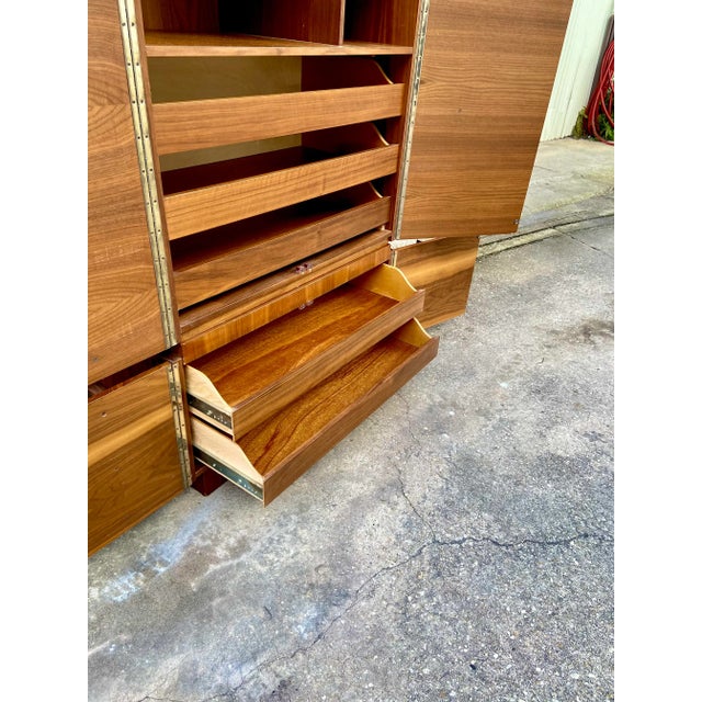 Mid 20th Century Mid Century Modern Brutalist Armoire Dresser + Inset Smoked Mirrors | by Tobago For Sale - Image 5 of 13