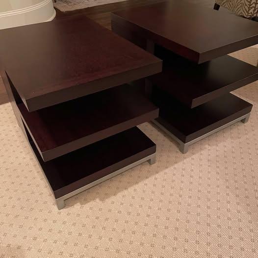 Contemporary Stunning Minimalist Three Tiered Rectangle End/Side Tables For Sale - Image 3 of 18