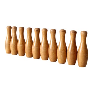 Antique Wooden Skittles - Set of 10 For Sale
