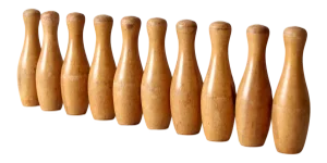 Antique Wooden Skittles - Set of 10