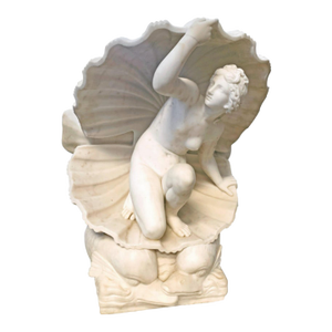 "Birth of Venus" Exquisite Art Deco Marble Sculpture of Venus With Dolphins.