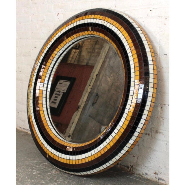 Modern Mid-Century Round Mosaic Tile Mirror For Sale - Image 3 of 10