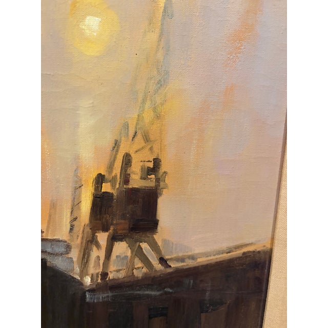 Vintage 1968 Petko Kadiev Original Harbor Painting in Vintage Frame For Sale - Image 10 of 18