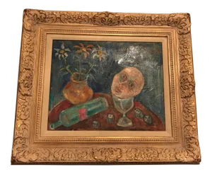 Still Life With Bottle and Head Painting