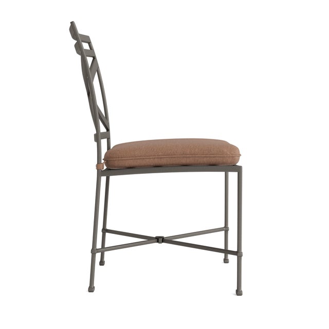 Contemporary Brown Jordan Venetian Side Chair, Mica frame with Fusion Clay fabric For Sale - Image 3 of 11