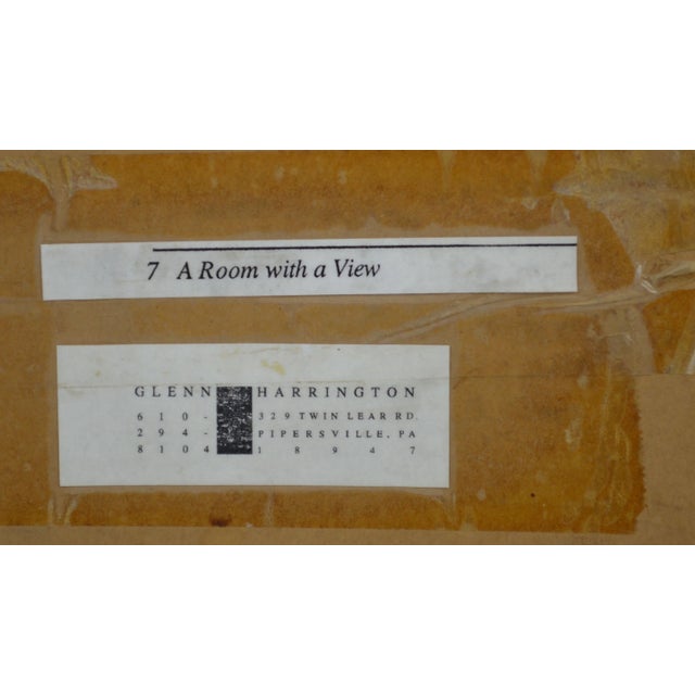 Blue Glenn Harrington Painting a Room With a View in a Fine Black Walnut Frame For Sale - Image 8 of 10