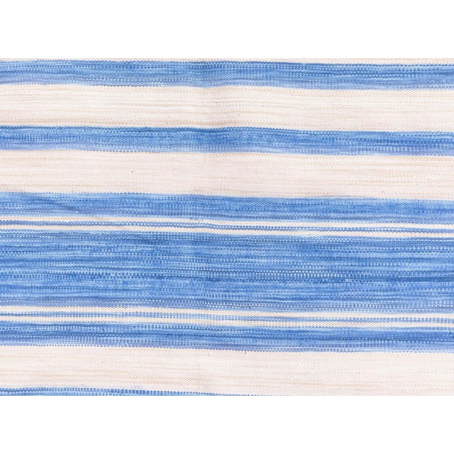 Early 21st Century Contemporary Striped Blue Dhurrie Rug by Doris Leslie Blau For Sale - Image 5 of 10