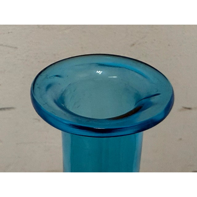 Italian Hand Blown Blue Vessel With Stopper For Sale - Image 4 of 12