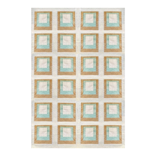 Color Study Handwoven Wool Flatweave 6' x 9' Rug - Silver Lake For Sale