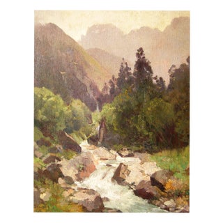 Heinrich Deuchert, Mountain Stream in the Alps, 1900s, Oil Painting on Canvas, Framed For Sale