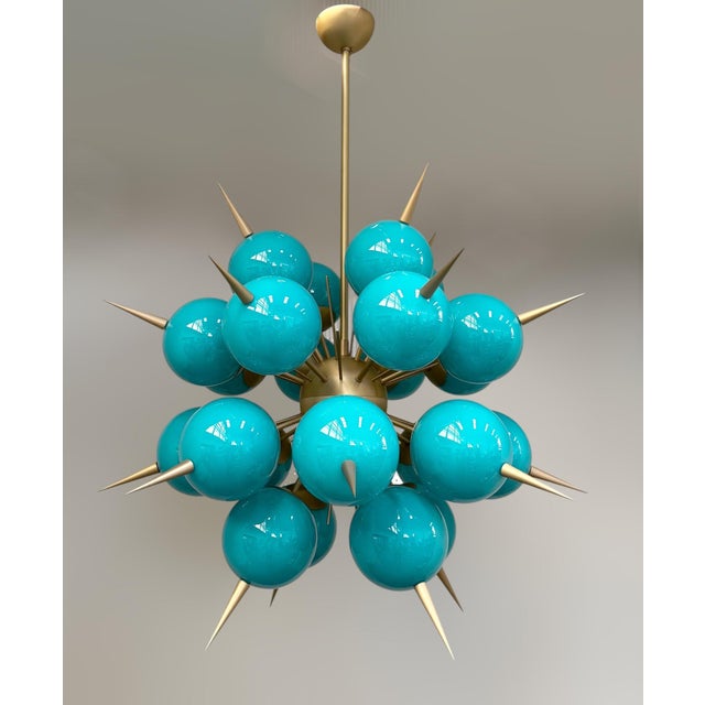 Fabio Ltd 21st Century Tiffany Blue Murano Pinocchio Chandelier by Fabio LTD For Sale - Image 4 of 7