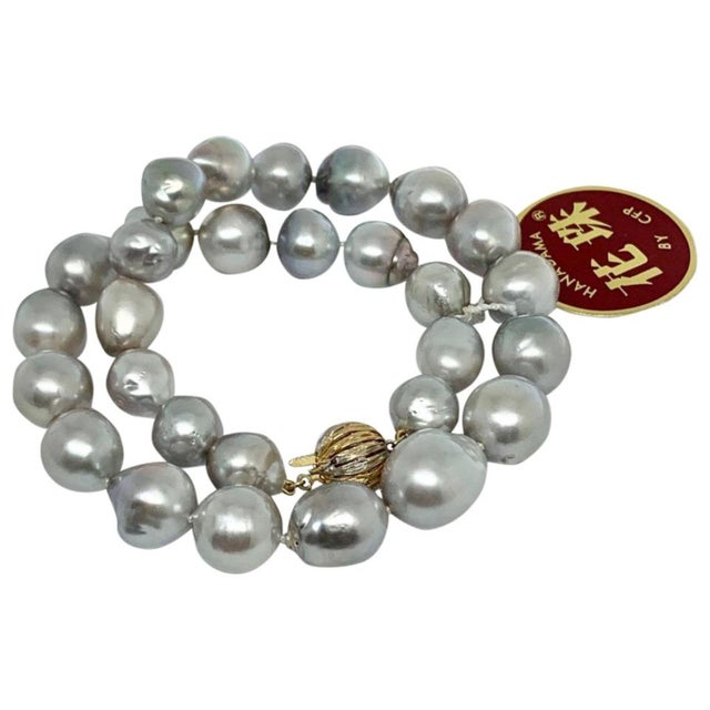 Hanadama Tahitian Pearl Necklace Women 14k Gold Certified For Sale - Image 4 of 9