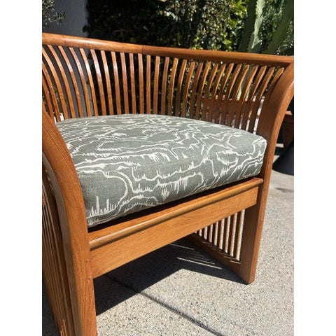 Vintage Curved Slat Teak Wood Lounge Chair For Sale - Image 9 of 11