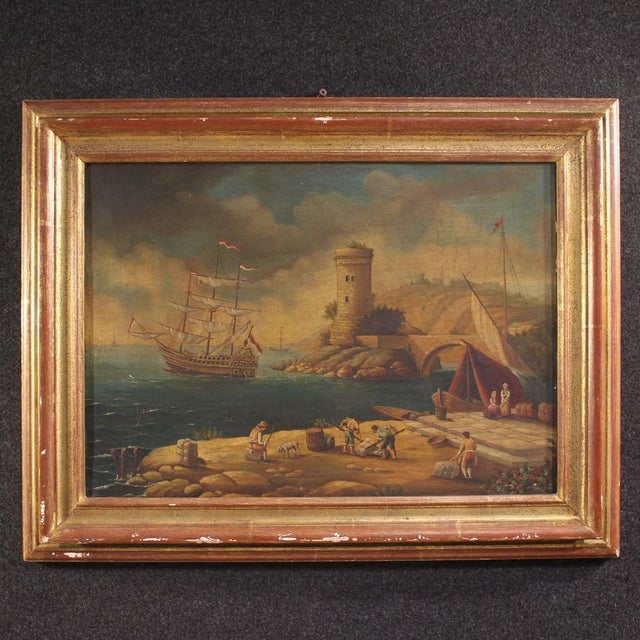 Italian Artist, Harbor View, 1950, Oil on Canvas, Framed For Sale - Image 16 of 16