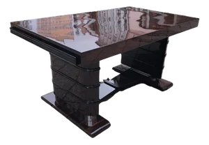 Art Deco French Ebony Dining Desk by J. Makassar, 1930s