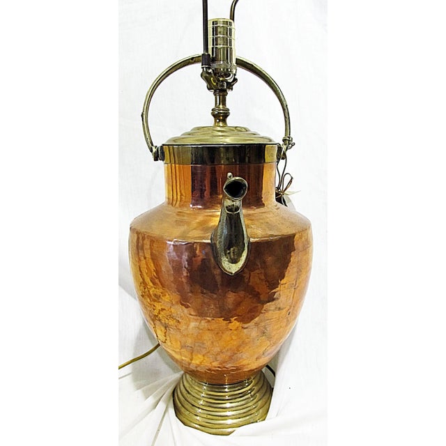 Solid Brass & Copper Bucket Lamp For Sale - Image 4 of 7