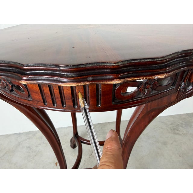 Vintage Regency Style Carved Mahogany Ram Head Accent Table For Sale - Image 18 of 18